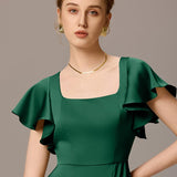 ever BELISSE|Robe en satin à manches volantées et fentes sur le devant