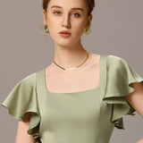 ever BELISSE|Robe en satin à manches volantées et fentes sur le devant