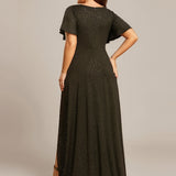 ever MELODÉ|Robe de Soirée élégante à paillettes décolleté en V profond fente sur le devant