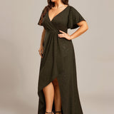 ever MELODÉ|Robe de Soirée élégante à paillettes décolleté en V profond fente sur le devant