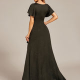 ever MELODÉ|Robe de Soirée élégante à paillettes décolleté en V profond fente sur le devant