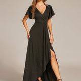 ever MELODÉ|Robe de Soirée élégante à paillettes décolleté en V profond fente sur le devant