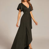 ever MELODÉ|Robe de Soirée élégante à paillettes décolleté en V profond fente sur le devant