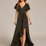 ever MELODÉ|Robe de Soirée élégante à paillettes décolleté en V profond fente sur le devant
