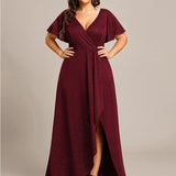 ever MELODÉ|Robe de Soirée élégante à paillettes décolleté en V profond fente sur le devant