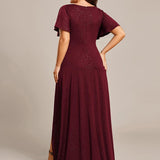 ever MELODÉ|Robe de Soirée élégante à paillettes décolleté en V profond fente sur le devant