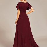 ever MELODÉ|Robe de Soirée élégante à paillettes décolleté en V profond fente sur le devant