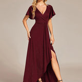 ever MELODÉ|Robe de Soirée élégante à paillettes décolleté en V profond fente sur le devant