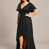 ever MELODÉ|Robe de Soirée élégante à paillettes décolleté en V profond fente sur le devant