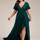 ever MELODÉ|Robe de Soirée élégante à paillettes décolleté en V profond fente sur le devant