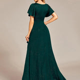 ever MELODÉ|Robe de Soirée élégante à paillettes décolleté en V profond fente sur le devant