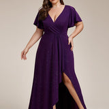 ever MELODÉ|Robe de Soirée élégante à paillettes décolleté en V profond fente sur le devant