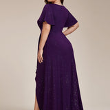 ever MELODÉ|Robe de Soirée élégante à paillettes décolleté en V profond fente sur le devant