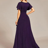 ever MELODÉ|Robe de Soirée élégante à paillettes décolleté en V profond fente sur le devant