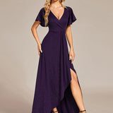 ever MELODÉ|Robe de Soirée élégante à paillettes décolleté en V profond fente sur le devant