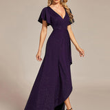 ever MELODÉ|Robe de Soirée élégante à paillettes décolleté en V profond fente sur le devant