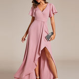 ever MELODÉ|Robe de Soirée élégante à paillettes décolleté en V profond fente sur le devant