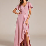 ever MELODÉ|Robe de Soirée élégante à paillettes décolleté en V profond fente sur le devant