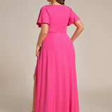 ever MELODÉ|Robe de Soirée élégante à paillettes décolleté en V profond fente sur le devant