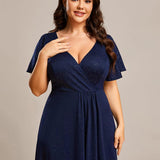 ever MELODÉ|Robe de Soirée élégante à paillettes décolleté en V profond fente sur le devant