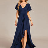 ever MELODÉ|Robe de Soirée élégante à paillettes décolleté en V profond fente sur le devant