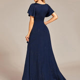 ever MELODÉ|Robe de Soirée élégante à paillettes décolleté en V profond fente sur le devant