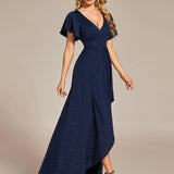 ever MELODÉ|Robe de Soirée élégante à paillettes décolleté en V profond fente sur le devant