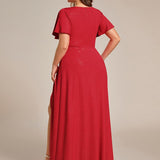 ever MELODÉ|Robe de Soirée élégante à paillettes décolleté en V profond fente sur le devant