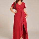 ever MELODÉ|Robe de Soirée élégante à paillettes décolleté en V profond fente sur le devant