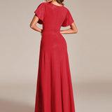 ever MELODÉ|Robe de Soirée élégante à paillettes décolleté en V profond fente sur le devant