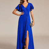 ever MELODÉ|Robe de Soirée élégante à paillettes décolleté en V profond fente sur le devant