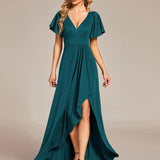 ever MELODÉ|Robe de Soirée élégante à paillettes décolleté en V profond fente sur le devant