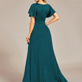 ever MELODÉ|Robe de Soirée élégante à paillettes décolleté en V profond fente sur le devant