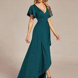 ever MELODÉ|Robe de Soirée élégante à paillettes décolleté en V profond fente sur le devant