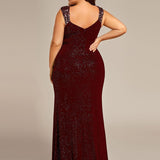 ever NOIRE|Robe de soirée élégante à paillettes et col en V