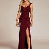 ever NOIRE|Robe de soirée élégante à paillettes et col en V