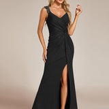 ever NOIRE|Robe de soirée élégante à paillettes et col en V
