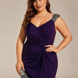 ever NOIRE|Robe de soirée élégante à paillettes et col en V