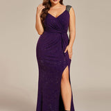 ever NOIRE|Robe de soirée élégante à paillettes et col en V