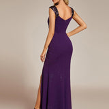 ever NOIRE|Robe de soirée élégante à paillettes et col en V