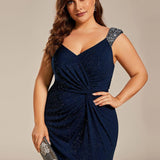 ever NOIRE|Robe de soirée élégante à paillettes et col en V