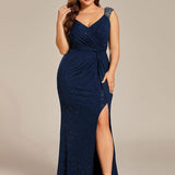 ever NOIRE|Robe de soirée élégante à paillettes et col en V