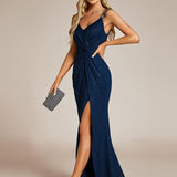 ever NOIRE|Robe de soirée élégante à paillettes et col en V