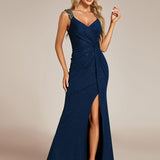 ever NOIRE|Robe de soirée élégante à paillettes et col en V