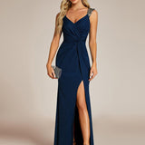 ever NOIRE|Robe de soirée élégante à paillettes et col en V