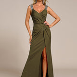ever NOIRE|Robe de soirée élégante à paillettes et col en V