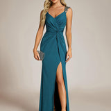 ever NOIRE|Robe de soirée élégante à paillettes et col en V