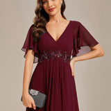 ever IVYROSE|Robe de soirée élégante en mousseline de soie avec manches flottantes