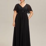ever IVYROSE|Robe de soirée élégante en mousseline de soie avec manches flottantes