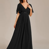 ever IVYROSE|Robe de soirée élégante en mousseline de soie avec manches flottantes